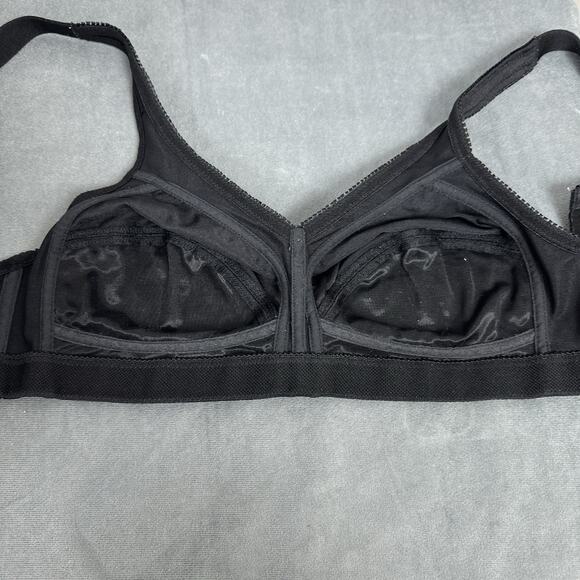 Vintage Underscore Bra 34B Wire Free Unlined Black Full Coverage 128-4804 - Picture 5 of 7